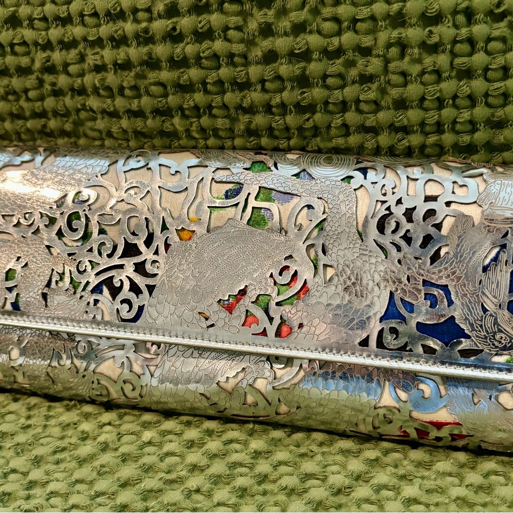 Roberto Cavalli ellegant Metallic Clutch with Colorful Details.